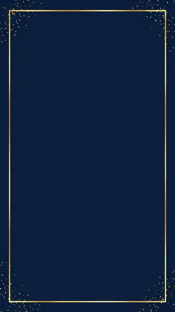 Vertical empty navy background with thin gold rectangular border and tiny gold flecks at each corner