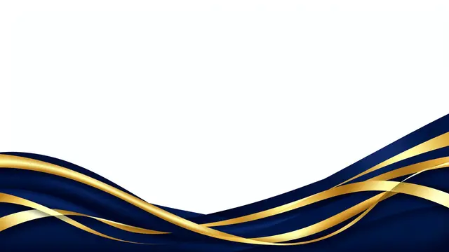 Smooth navy and gold wavy accents run along the bottom of an otherwise blank white presentation background