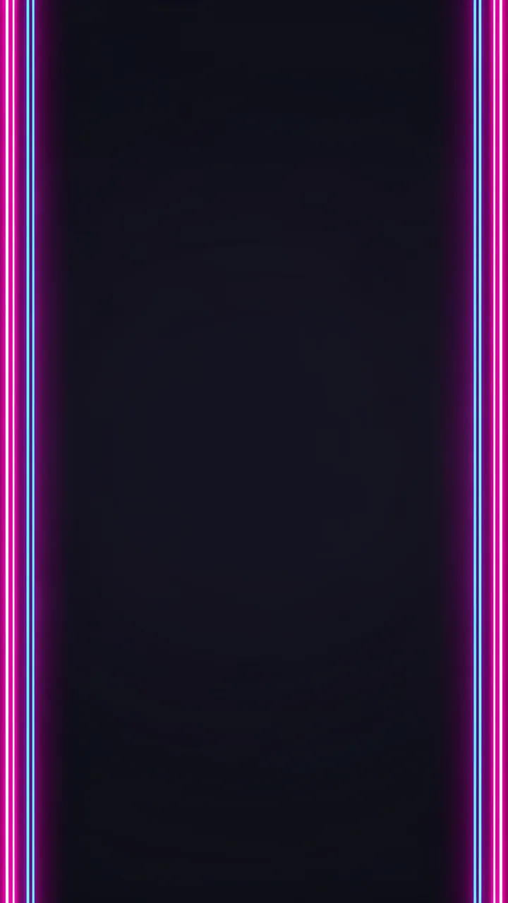Glowing pink and blue vertical neon lines frame the empty dark center of a vertical backdrop