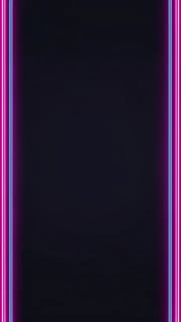 Glowing pink and blue vertical neon lines frame the empty dark center of a vertical backdrop