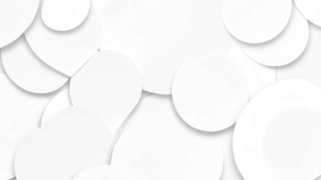 Layered white paper circles cast soft subtle shadows on a solid white background