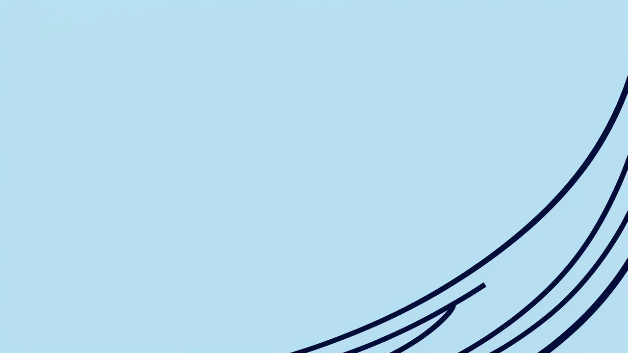 Pale sky blue background with thin navy curved lines in the bottom right corner, large empty copy space