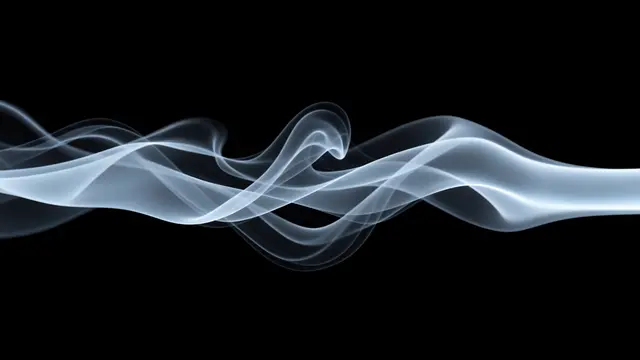Delicate pale blue layered smoke drifts horizontally across a solid pure black background