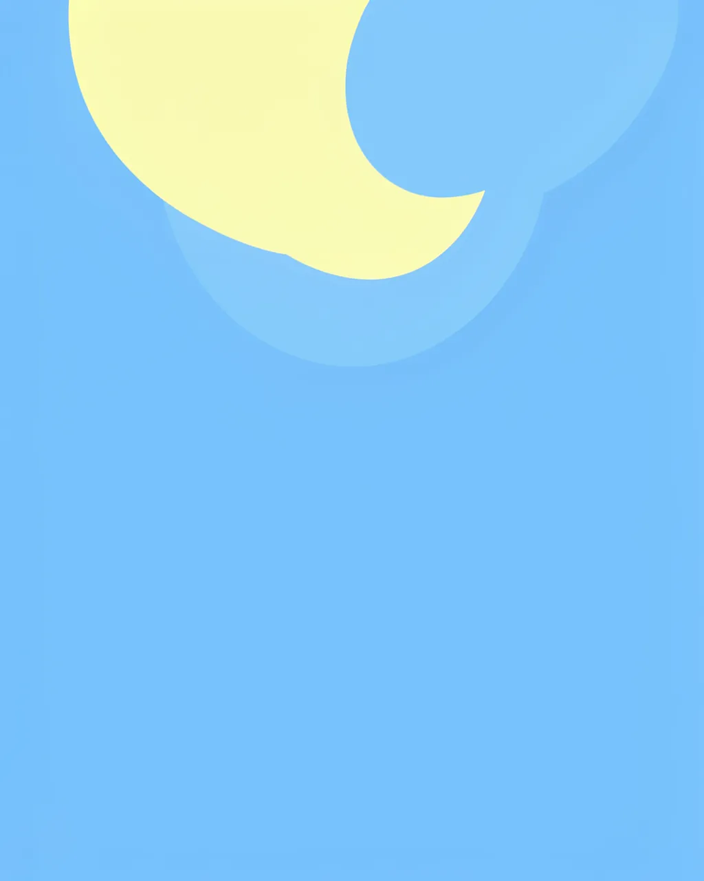 A pale yellow crescent sits at the top of a smooth powder blue background with empty copy space below.
