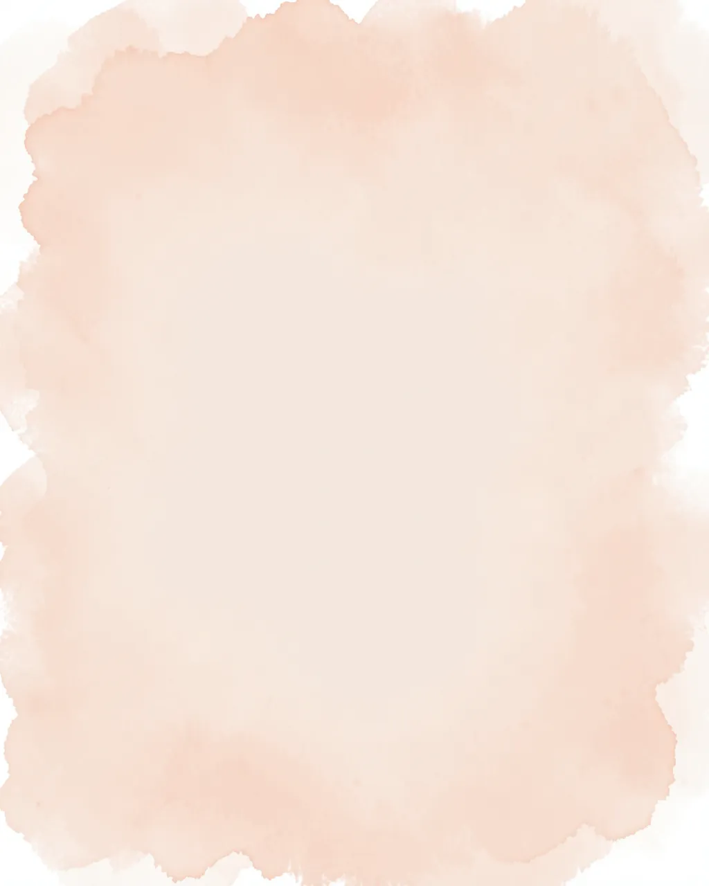 Soft pale peach watercolor wash with faded feathered edges surrounding an empty pale center