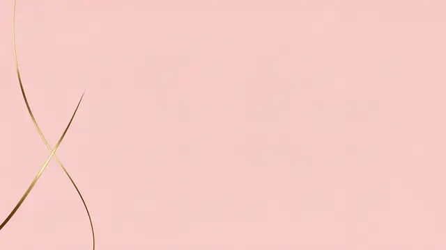 Minimal pale pink background with intersecting thin brass curved lines along the left edge