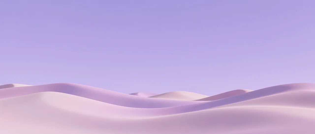 Smooth soft pastel pink dunes stretch beneath a clear gradient lilac sky with wide empty upper space
