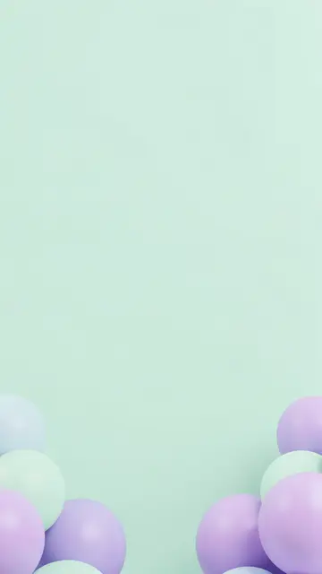 Smooth pastel mint and lilac 3D spheres rest in the bottom corners of a tall empty mint background.
