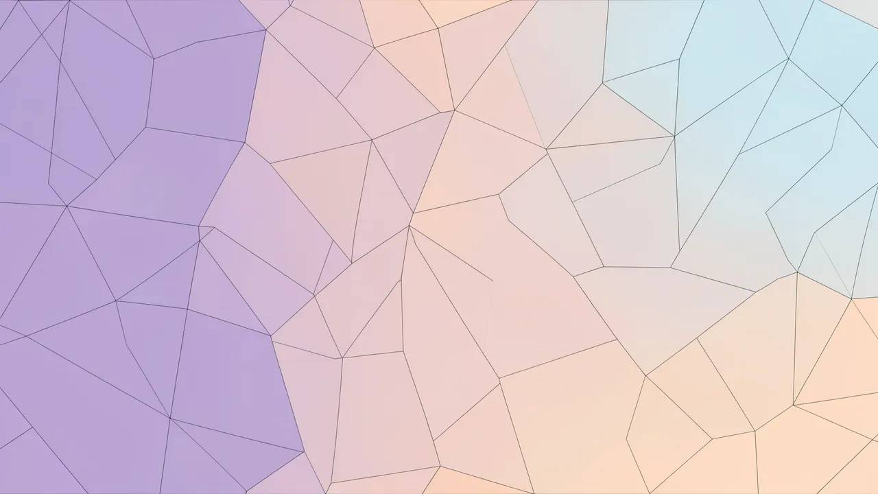 Geometric gradient mesh background with lavender, peach, and powder blue polygonal sections