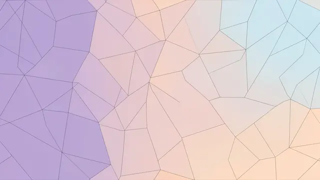 Geometric gradient mesh background with lavender, peach, and powder blue polygonal sections