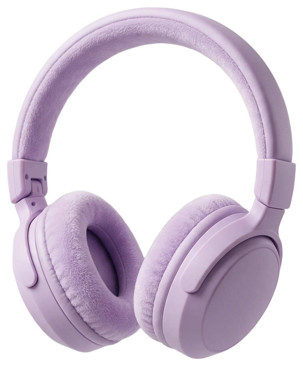 Soft pastel lilac over-ear headphones with plush padded cushions and headband