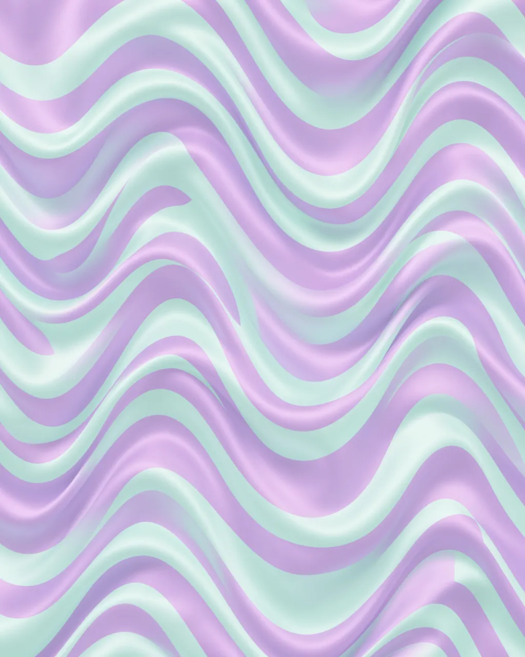 Glossy wavy op art pattern in soft lilac and mint pastel tones