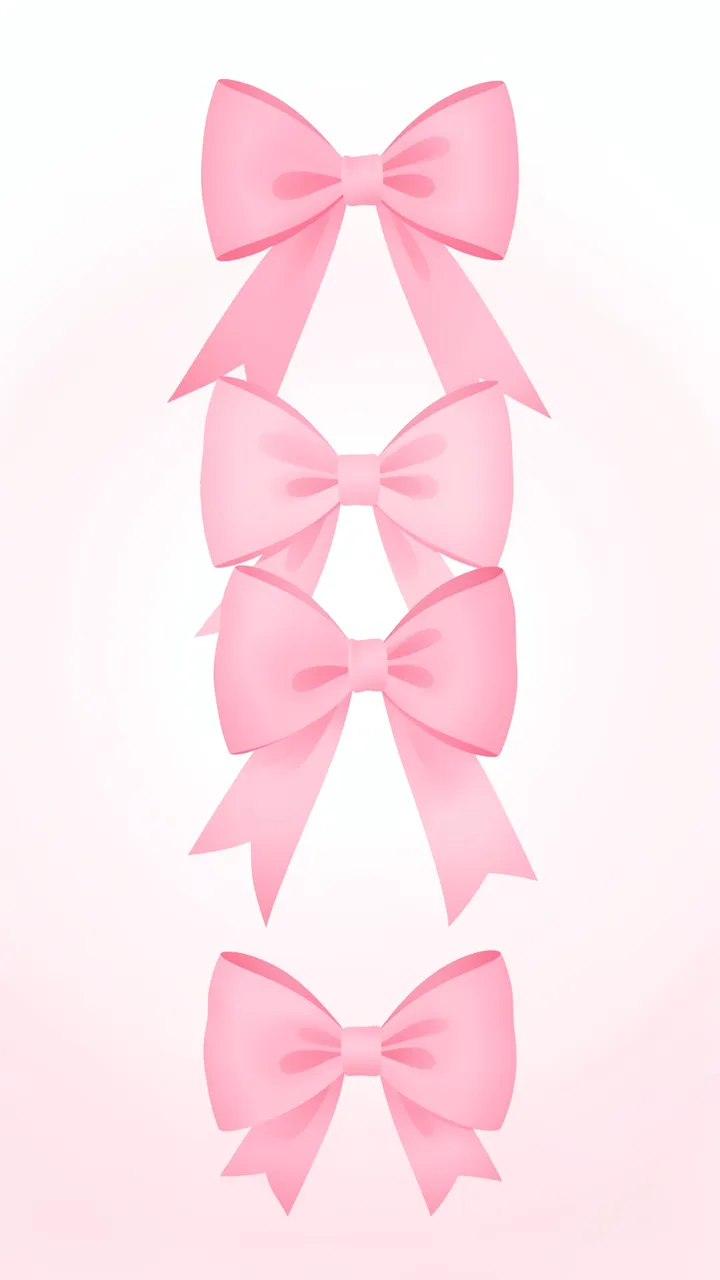 Stacked pink decorative bows sit on a soft pink to white vertical gradient background
