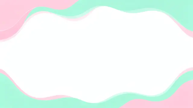 Soft pastel pink and mint wavy edges frame a large blank white central space