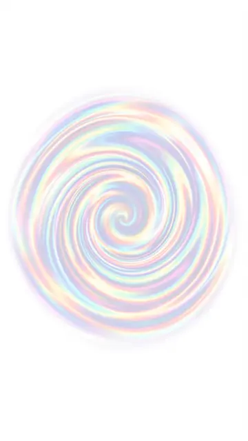 A soft swirling spiral of iridescent pastel light sits against a plain white background