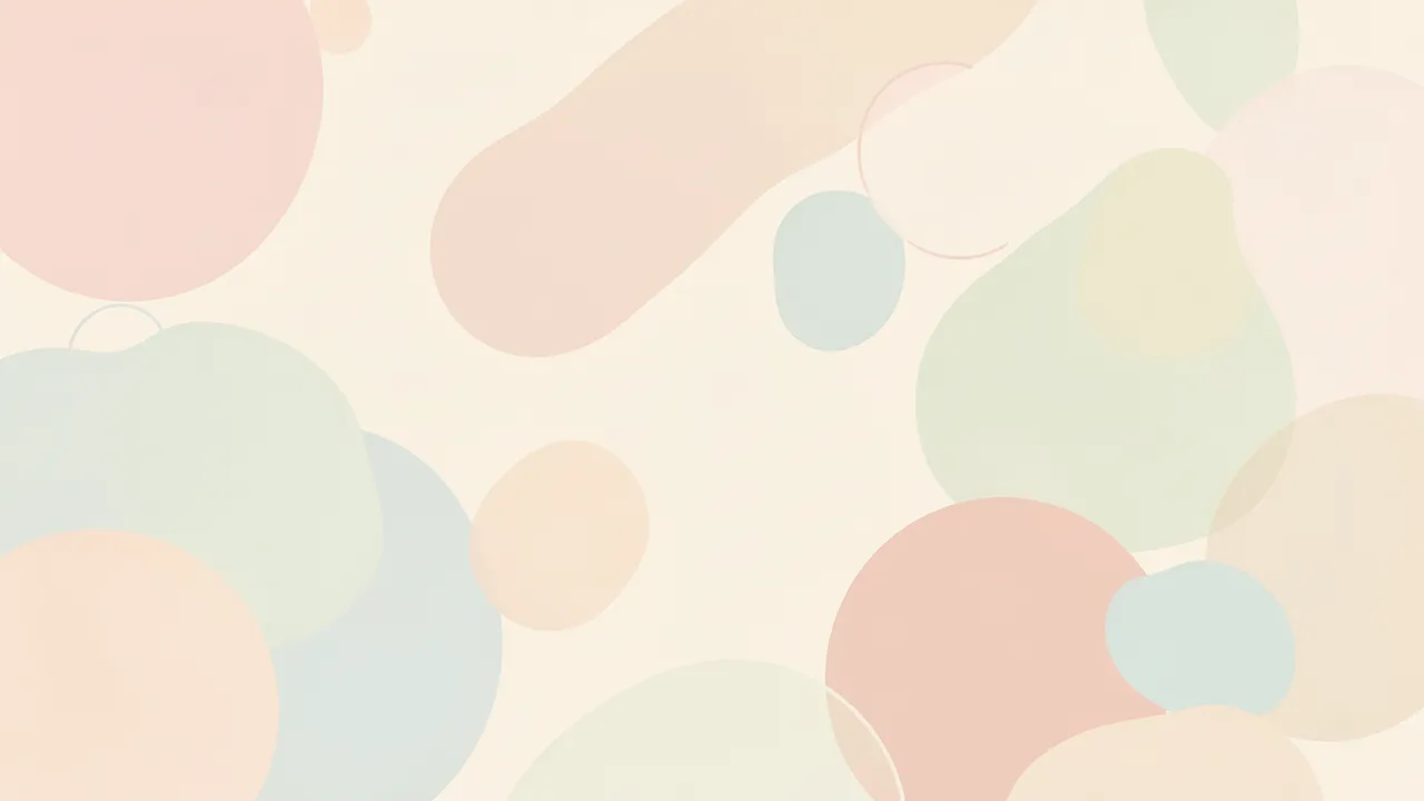 Soft overlapping abstract pastel rounded shapes arranged on a warm cream base