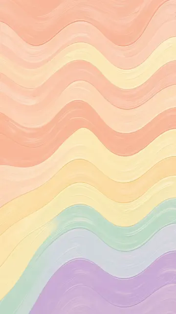 Vertical hand-painted wavy pastel bands in peach, pale yellow, mint, and lilac