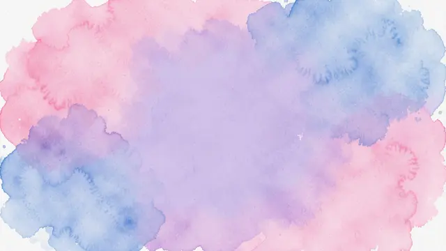 Soft blended watercolor washes of pink, blue, and lilac spread across white paper with empty central copy space