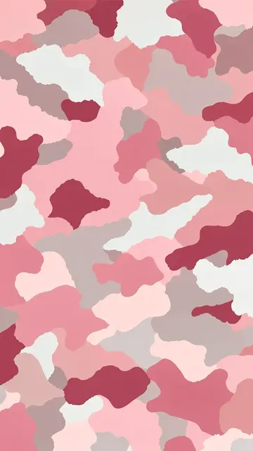 Seamless vertical camouflage pattern in blush, rose, gray and white with soft irregular torn edges