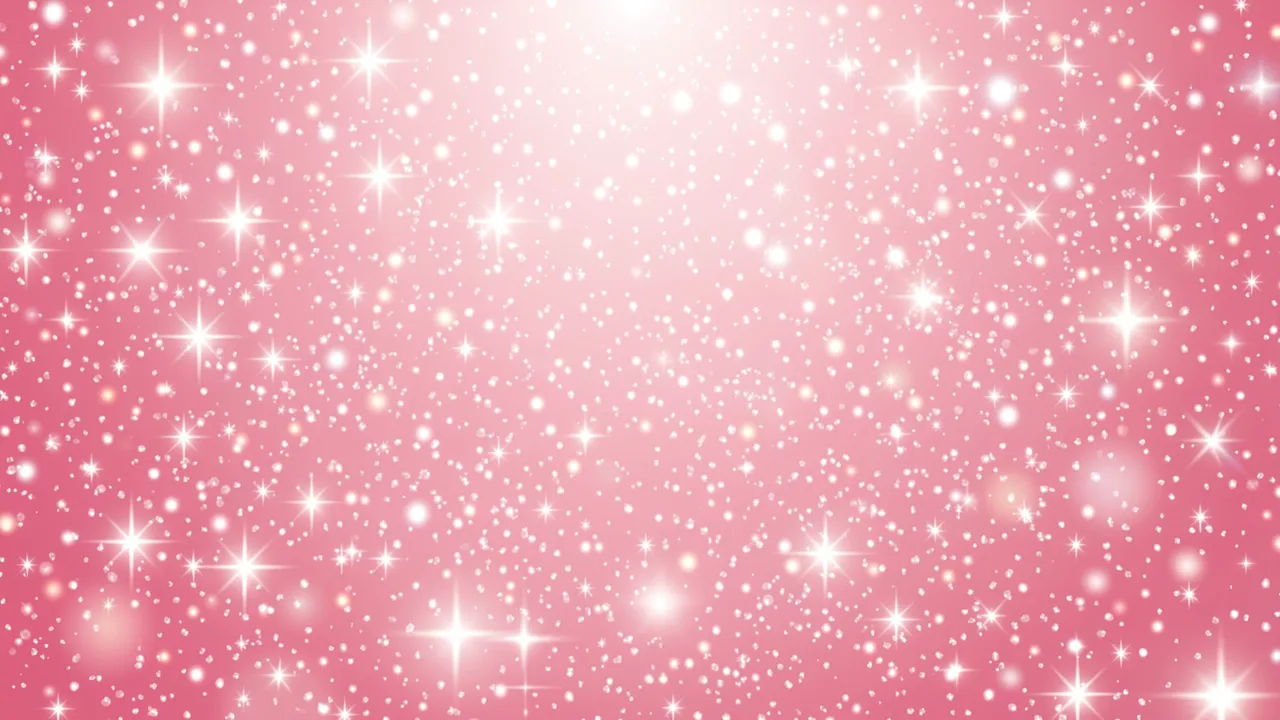 A soft gradient pink background filled with glowing white stars, sparkles and diffused bokeh light