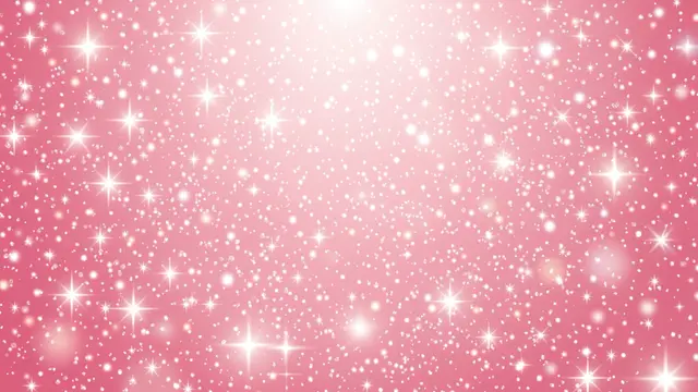 A soft gradient pink background filled with glowing white stars, sparkles and diffused bokeh light