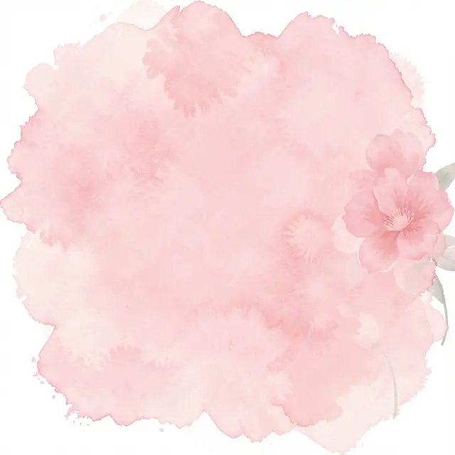 Soft loose light pink watercolor wash with pale paper edges and delicate floral accents on the right