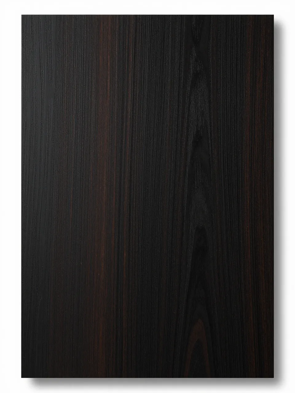 Full frame close-up of polished ebony wood with faint warm brown grain streaks under soft even lighting