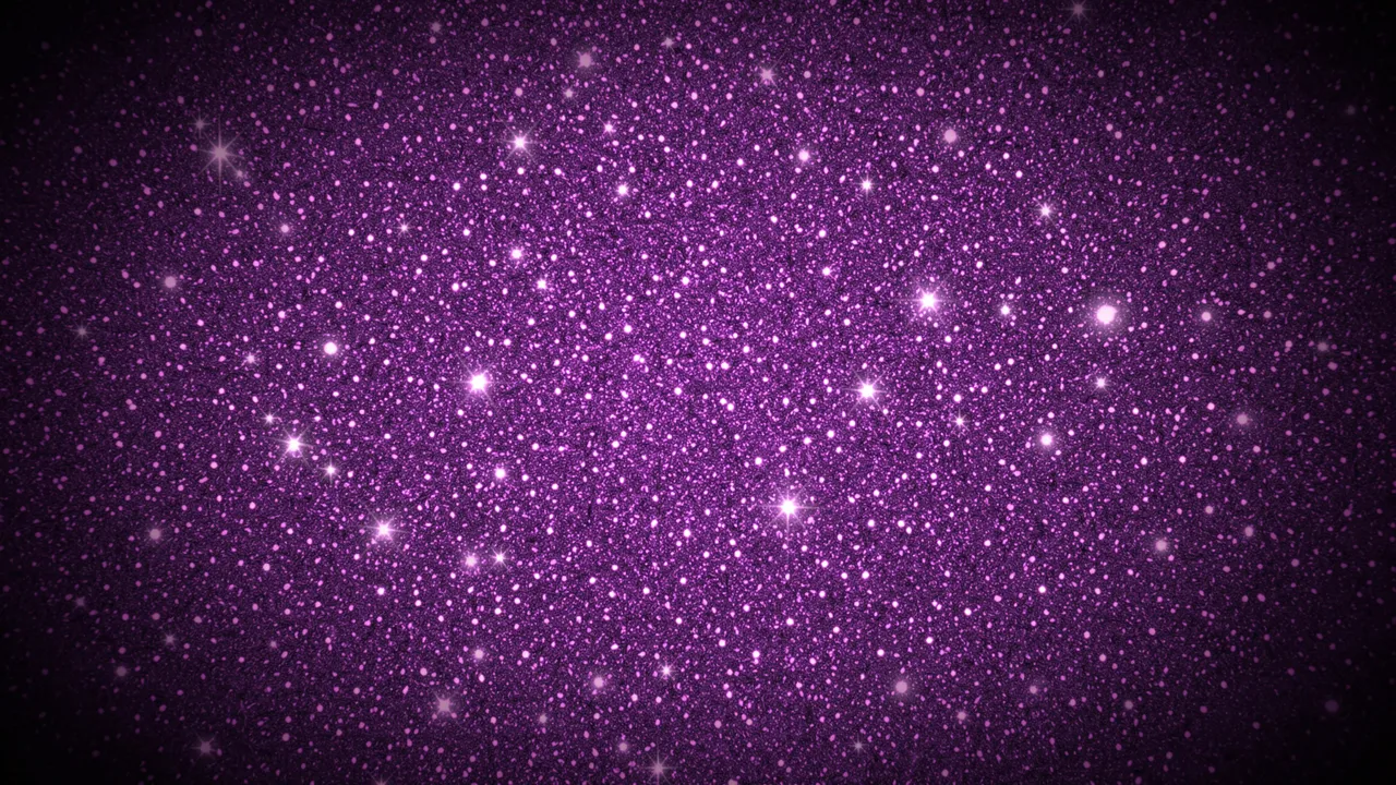Shimmering purple glitter with soft sparkles framed by a dark surrounding vignette