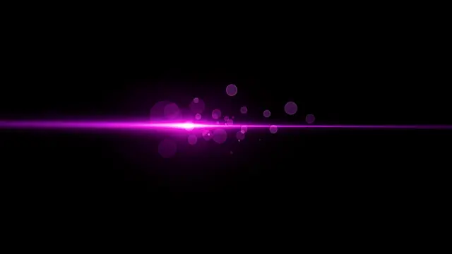 A horizontal magenta-purple lens flare streak with scattered circular bokeh sits on a solid pure black background