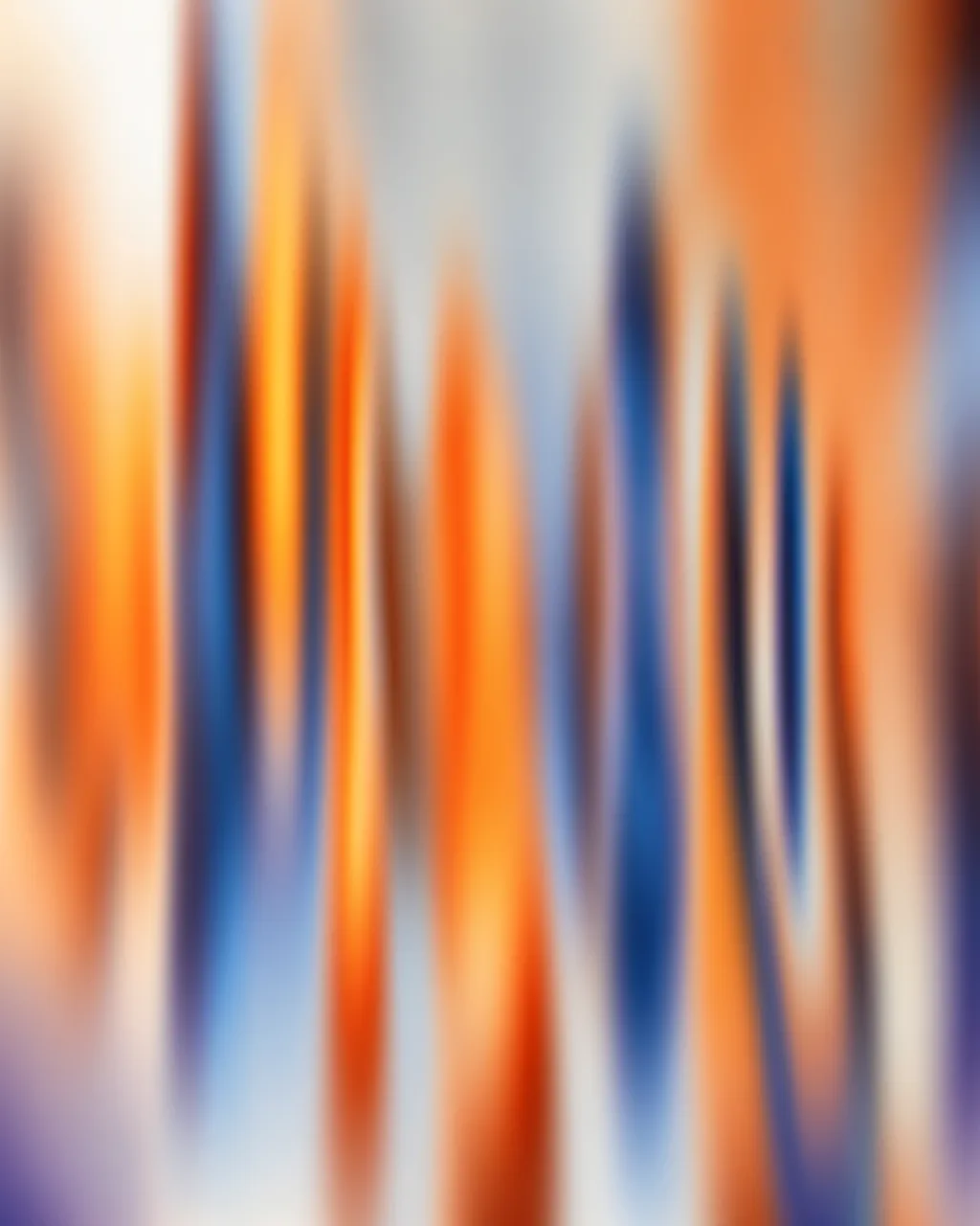 Soft upright distorted orange and blue ripples viewed through reeded glass