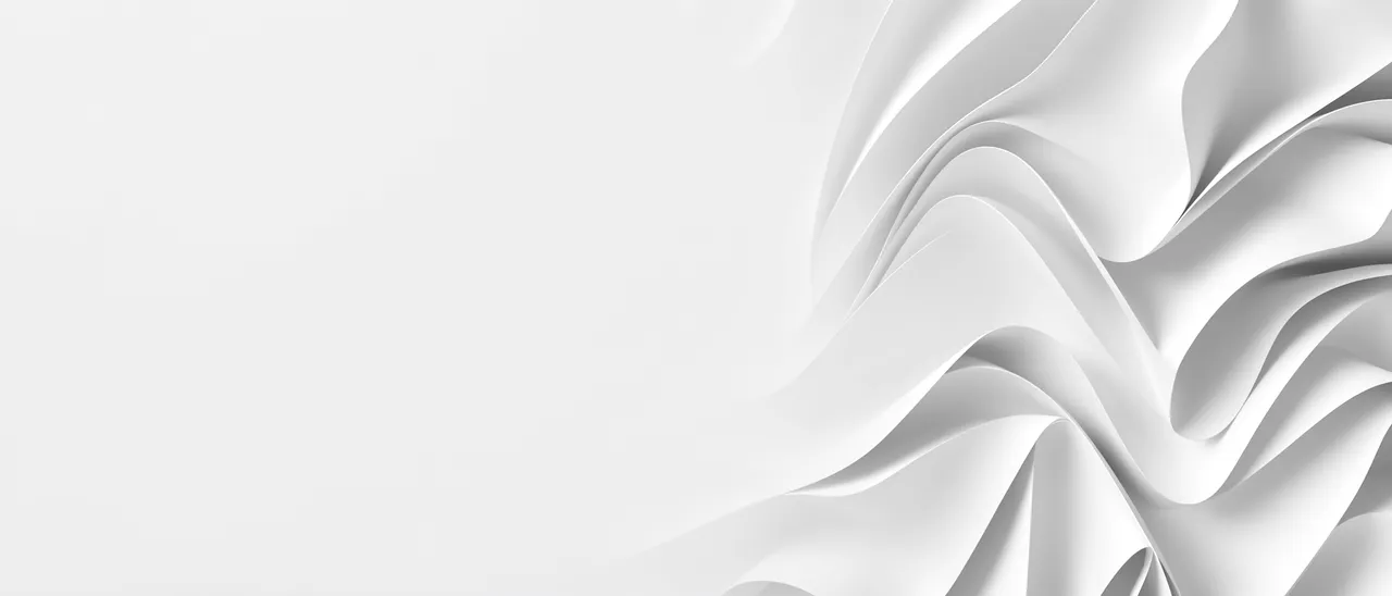 Smooth white 3D paper folds ripple across the right side of a wide banner, with empty copy space on the left
