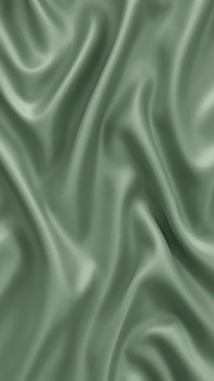 Vertical full frame of rippling sage green silk with soft flowing highlights and folds