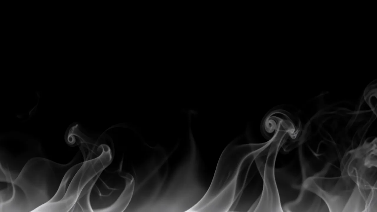 Soft translucent pale gray steam wisps curl upward from the lower edge of a solid pure black background