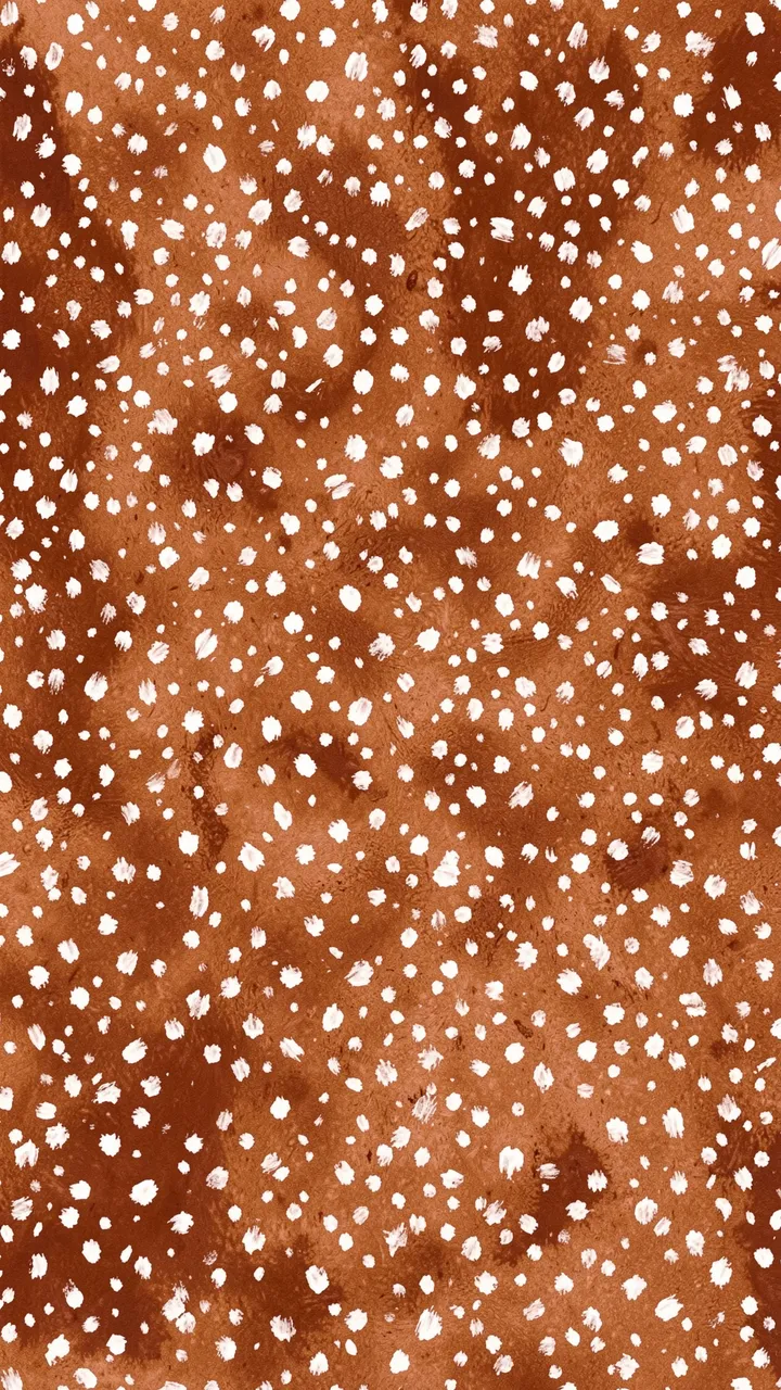 Hand-painted warm russet brown background scattered with soft irregular white flecks