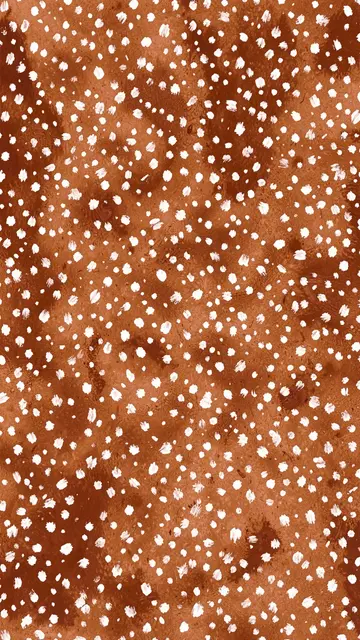 Hand-painted warm russet brown background scattered with soft irregular white flecks