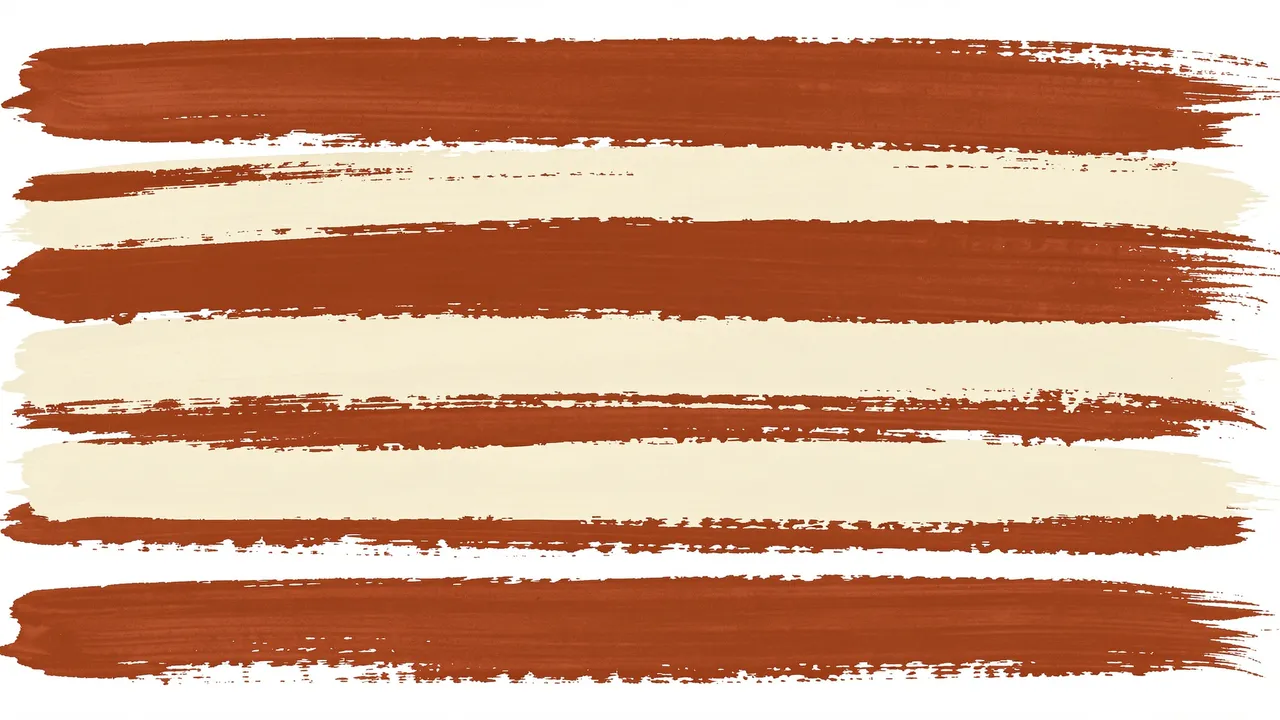 Hand-painted horizontal irregular brush stripes in warm rust and soft cream on a white background