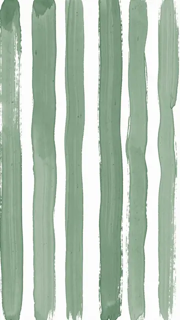 Vertical irregular wobbly sage green gouache brush stripes on a plain white background
