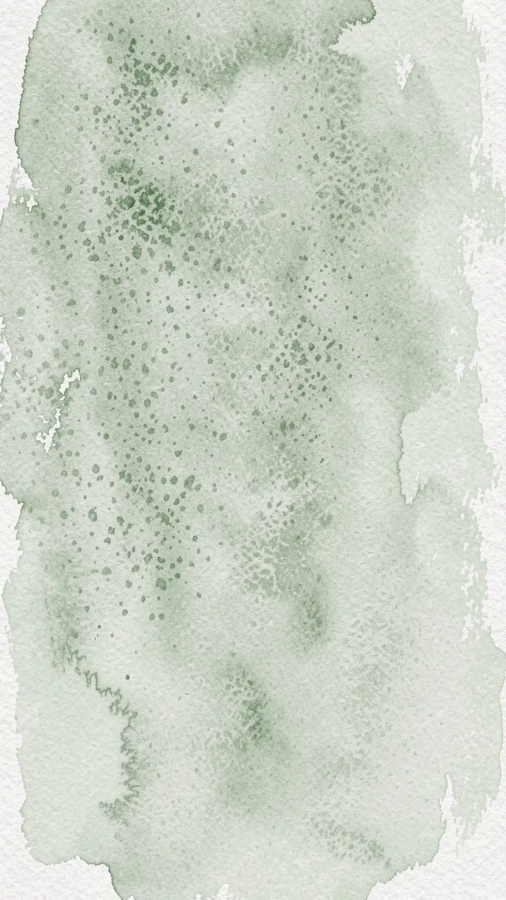 Vertical watercolor wash on textured paper with soft light sage tones and fine granulated pigment flecks