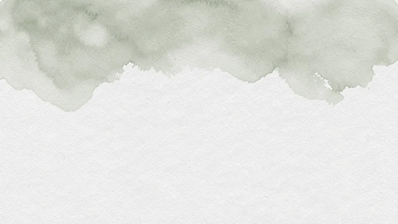 Soft sage green watercolor wash bleeds along the top edge of textured white paper with empty lower space