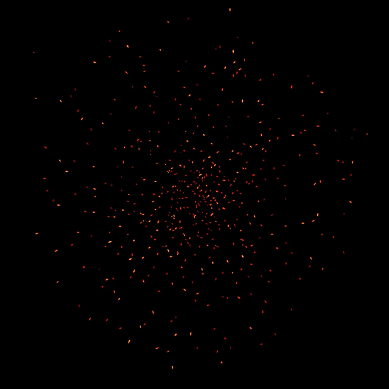 Tiny glowing red and amber ember specks scattered across a solid pure black background