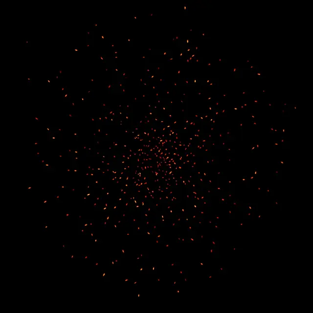 Tiny glowing red and amber ember specks scattered across a solid pure black background