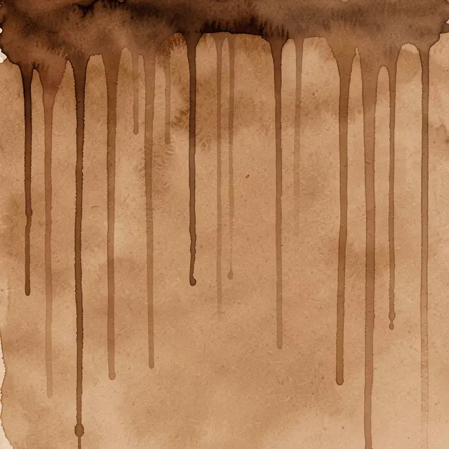 Warm sepia watercolor background with vertical drips running down from a dark top band