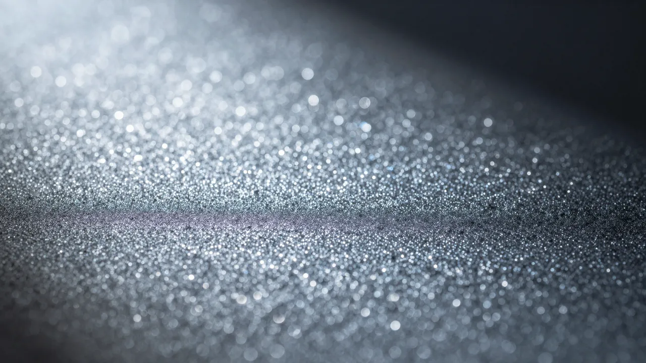 Soft out-of-focus silver and sparkling blue bokeh lights spread across a dark gradient background