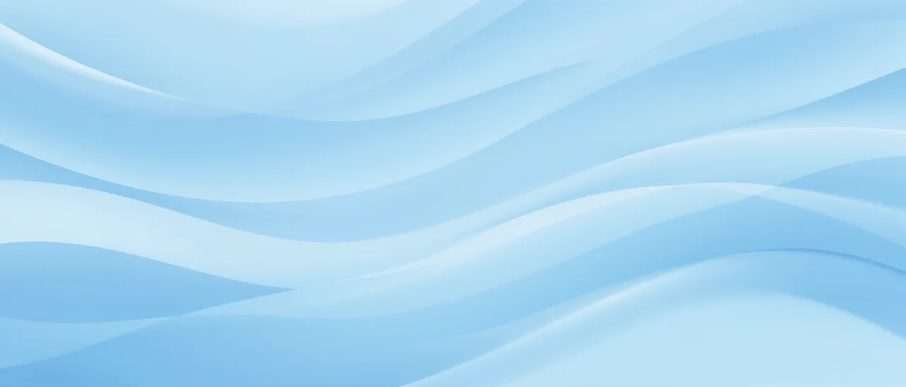 Smooth layered soft blue abstract wave shapes fill a wide banner background