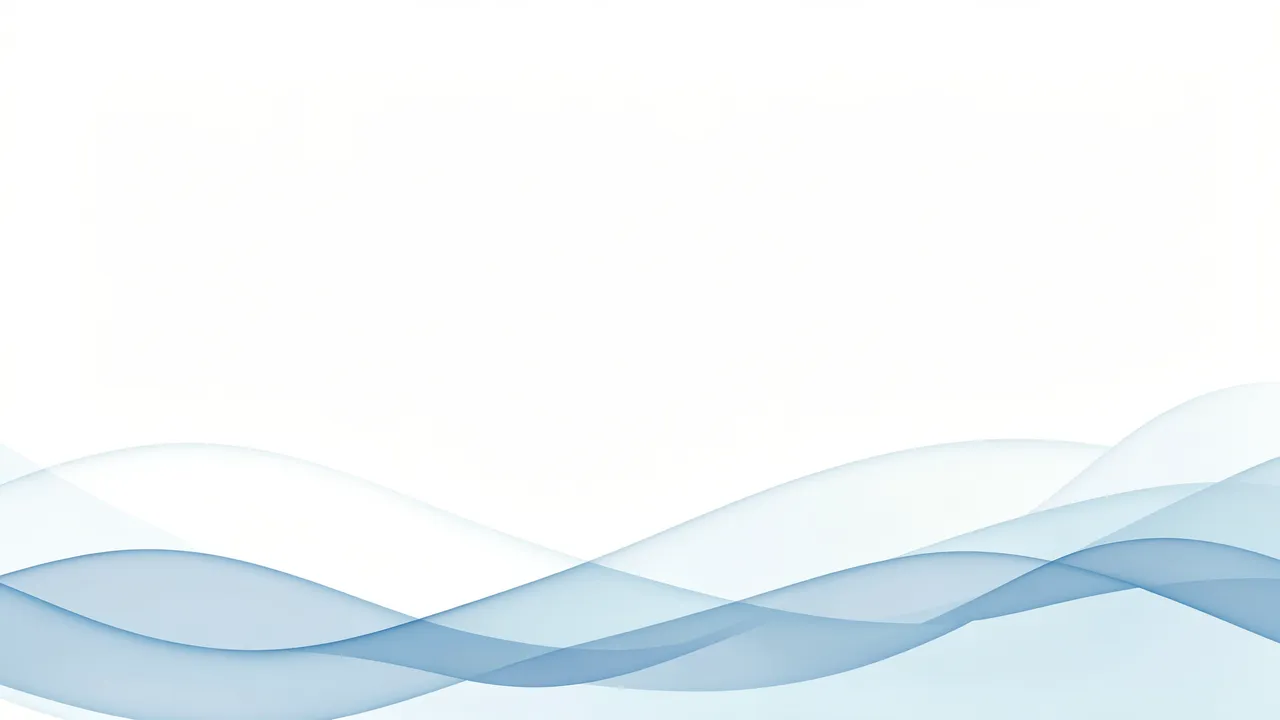 Layered translucent soft blue waves run along the bottom edge of a plain white background with copy space above