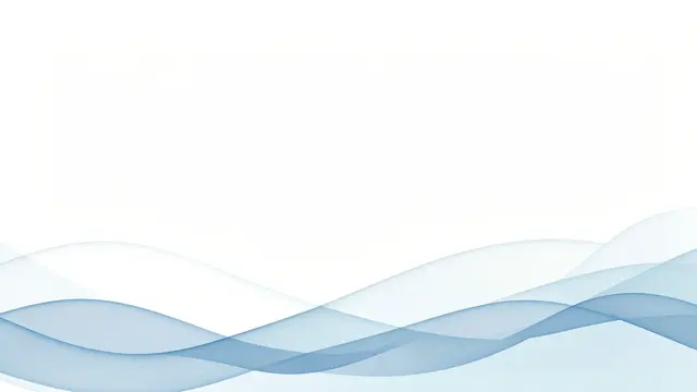 Layered translucent soft blue waves run along the bottom edge of a plain white background with copy space above