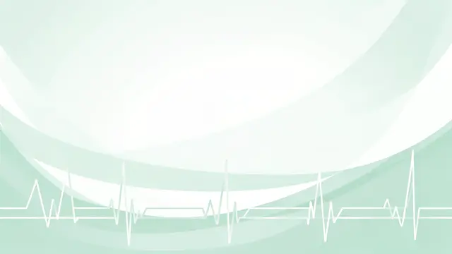 Smooth layered mint and white abstract curves with a faint white ECG pulse line along the bottom edge and empty upper copy