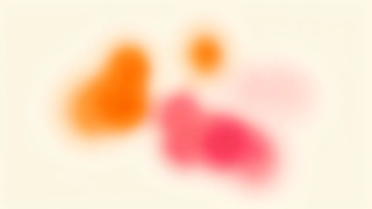 Smooth blurred gradient blobs of orange and pink rest on a pale cream background