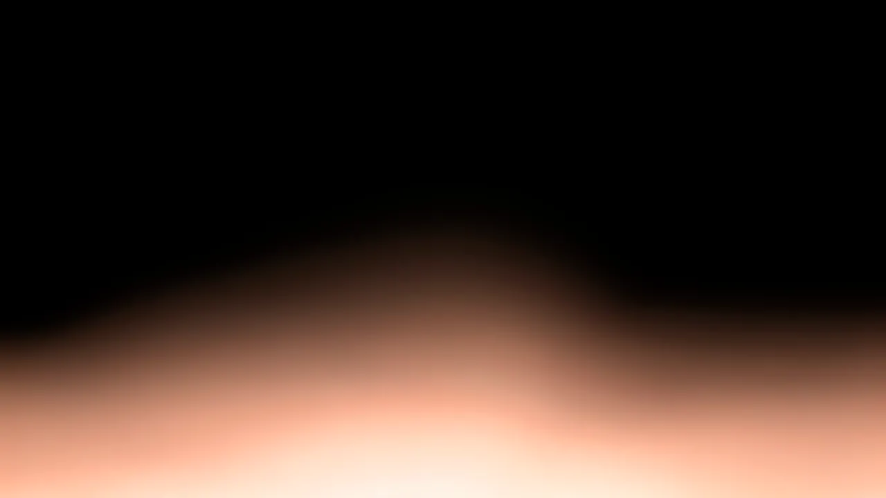 A gentle gradient peach light leak rises from the bottom edge and fades into a pure black background