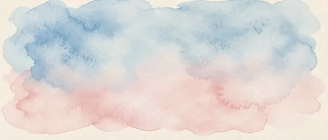 Blended sky blue and blush pink watercolor washes on cream textured paper with central empty copy space